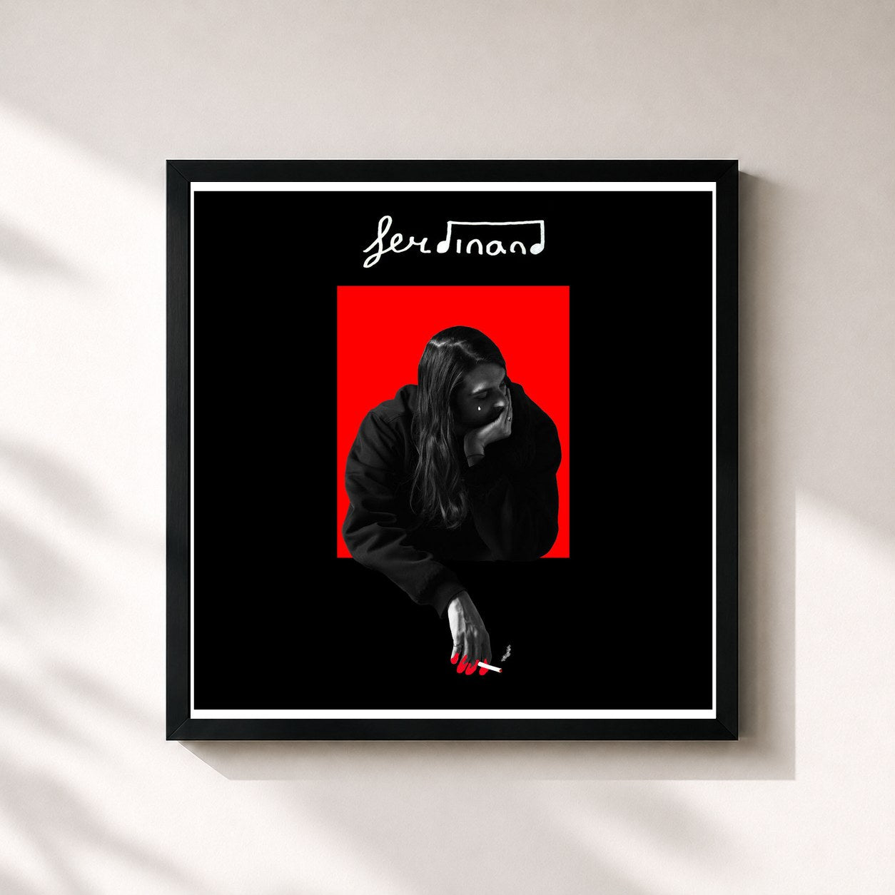 #noir Tableau carré de l'album Ferdinand de Left Boy, cadre noir 32x32 cm