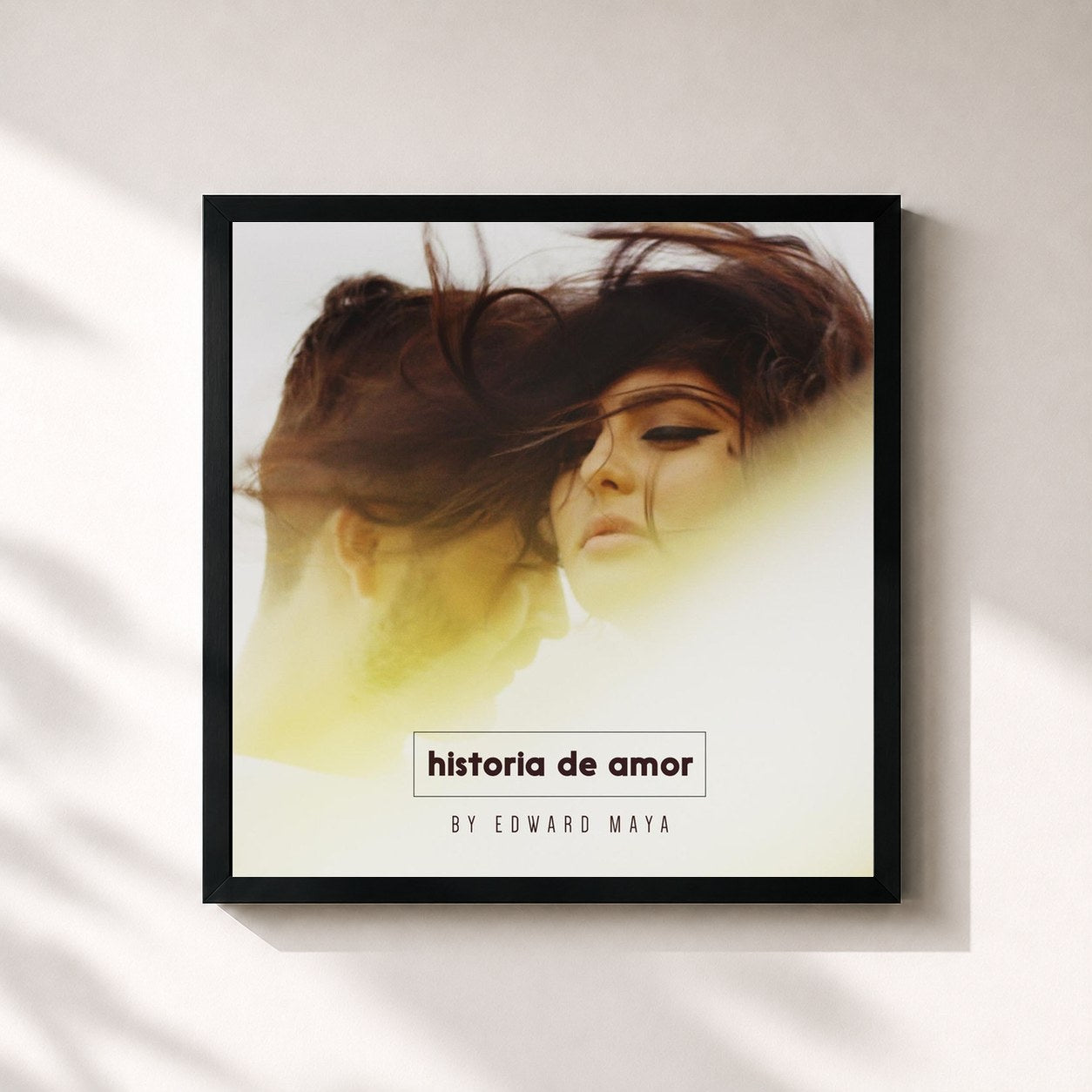 #noir Tableau carré de l'album Historia De Amor de Edward Maya, cadre noir 32x32 cm