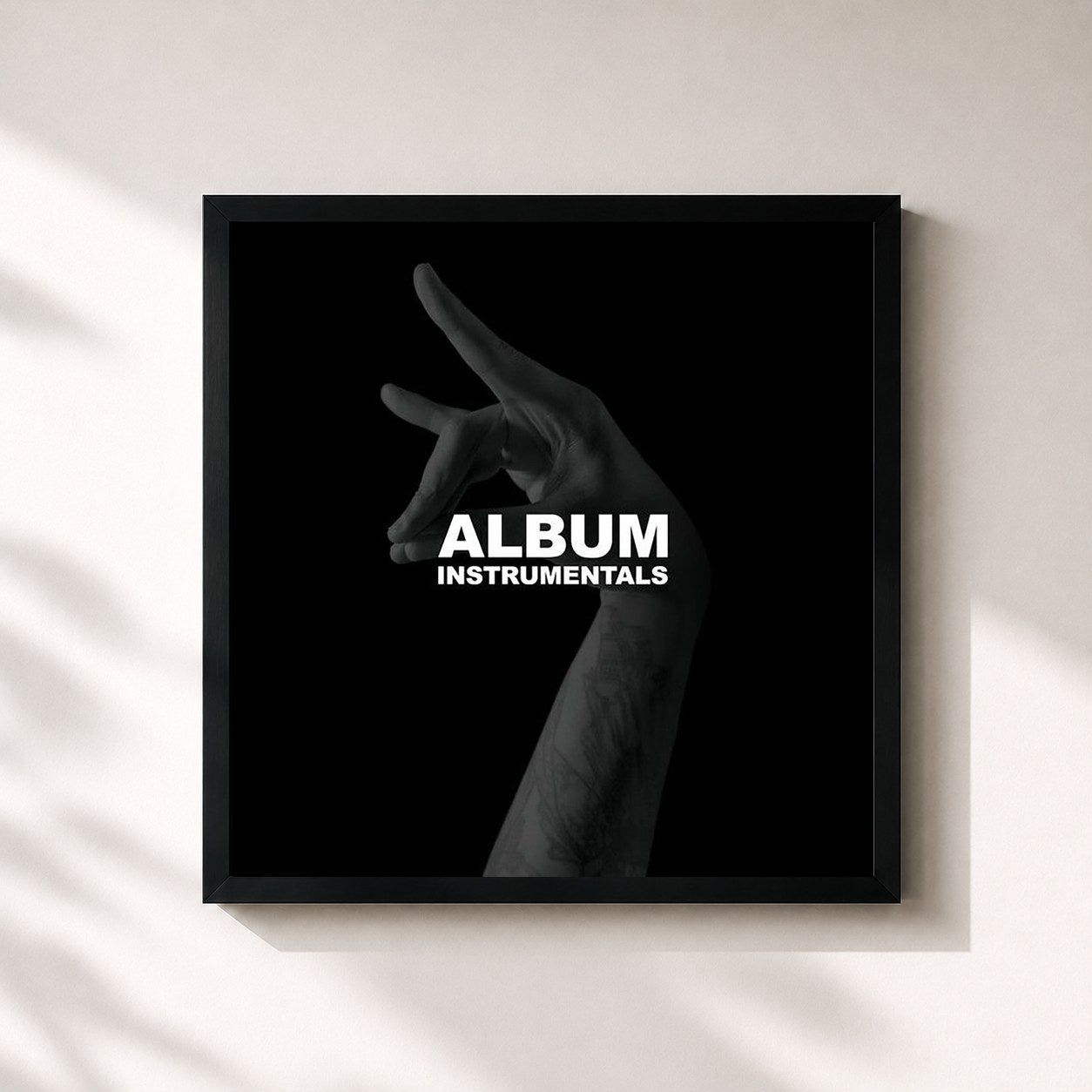 #noir Tableau carré de l'album Album (Instrumentals) de Ghali, cadre noir 32x32 cm