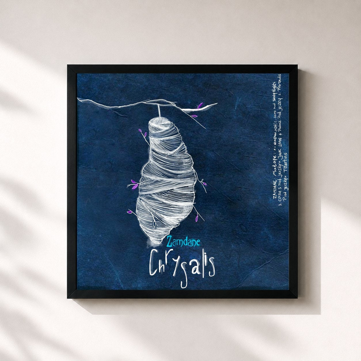 #noir Tableau carré de l'album Chrysalis - DLC de Zamdane, cadre noir 32x32 cm