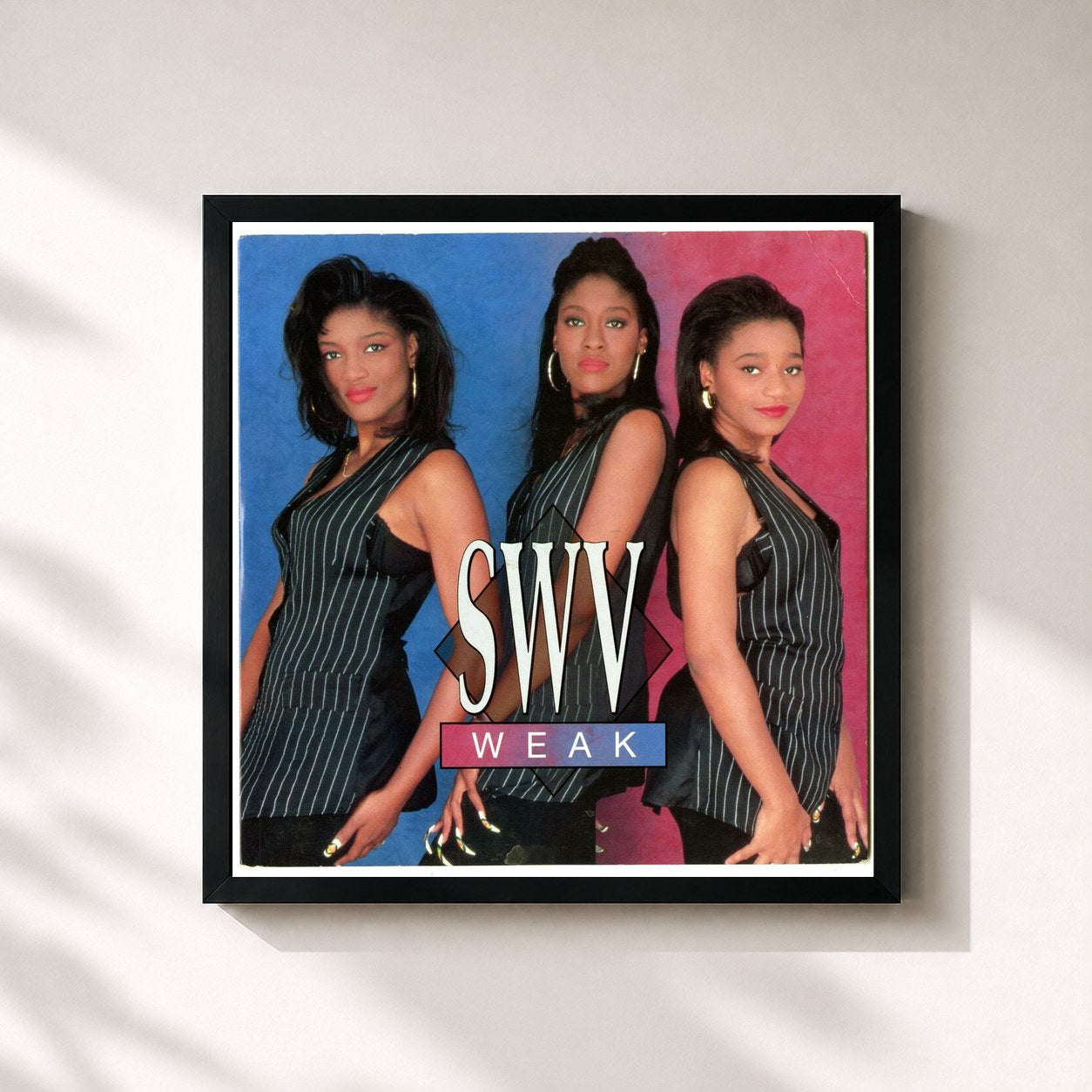 #noir Tableau carré de l'album Weak - EP de SWV, cadre noir 32x32 cm