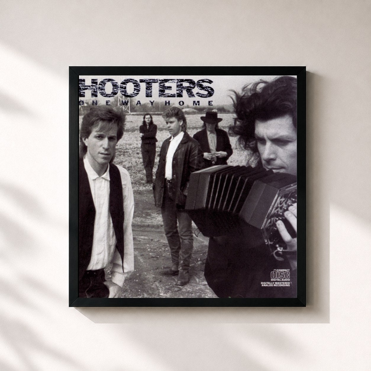 #noir Tableau carré de l'album One Way Home de The Hooters, cadre noir 32x32 cm