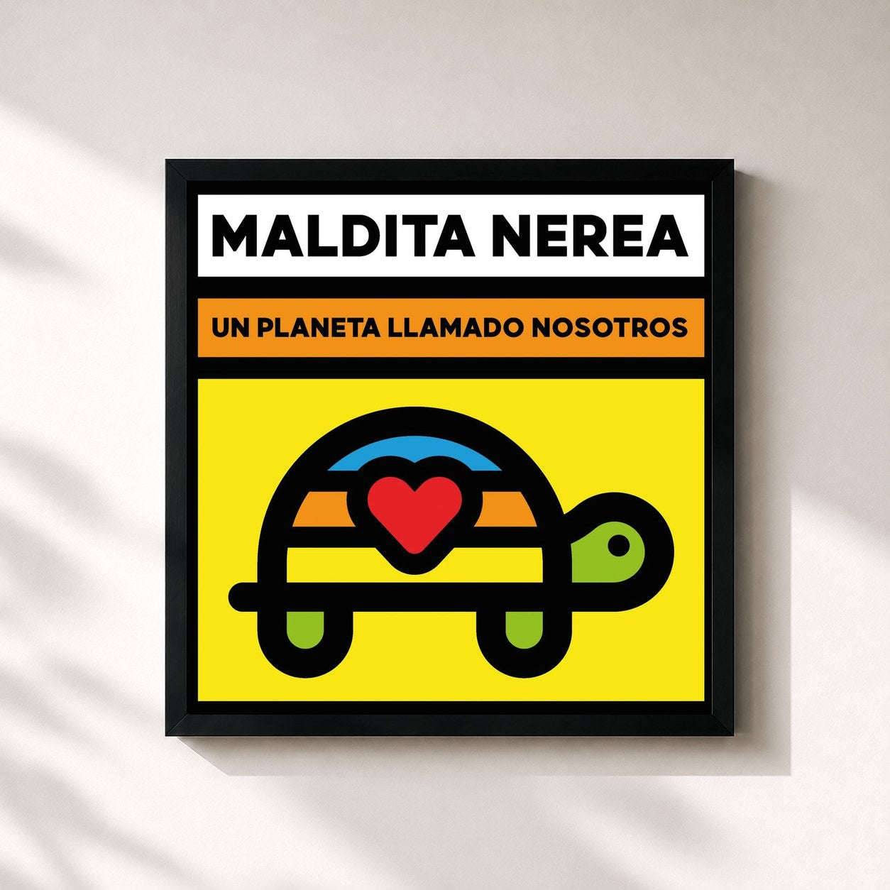 #noir Tableau carré de l'album Un Planeta Llamado Nosotros de Maldita Nerea, cadre noir 32x32 cm