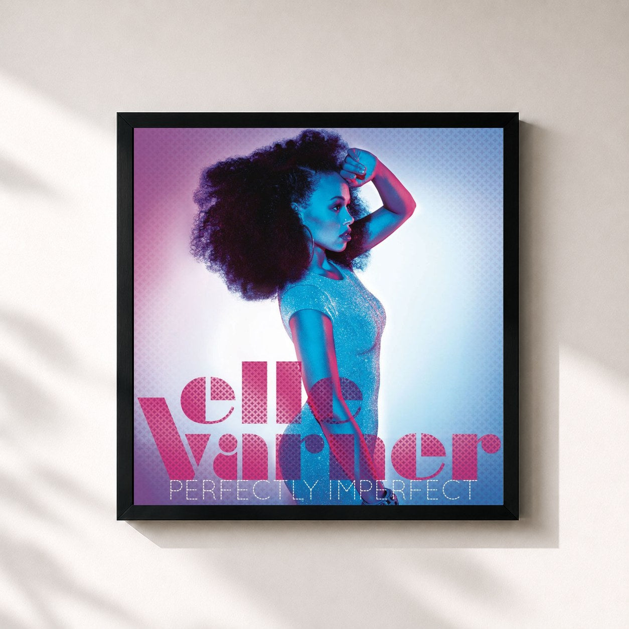 #noir Tableau carré de l'album Perfectly Imperfect de Elle Varner, cadre noir 32x32 cm