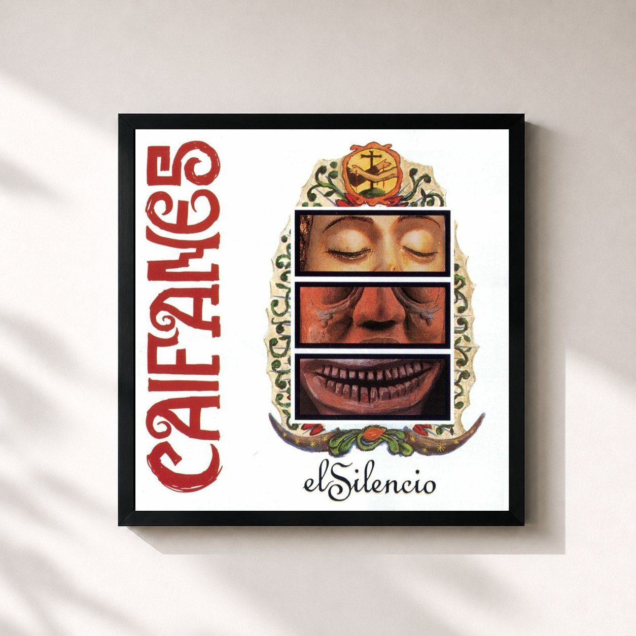 #noir Tableau carré de l'album El Silencio de Caifanes, cadre noir 32x32 cm