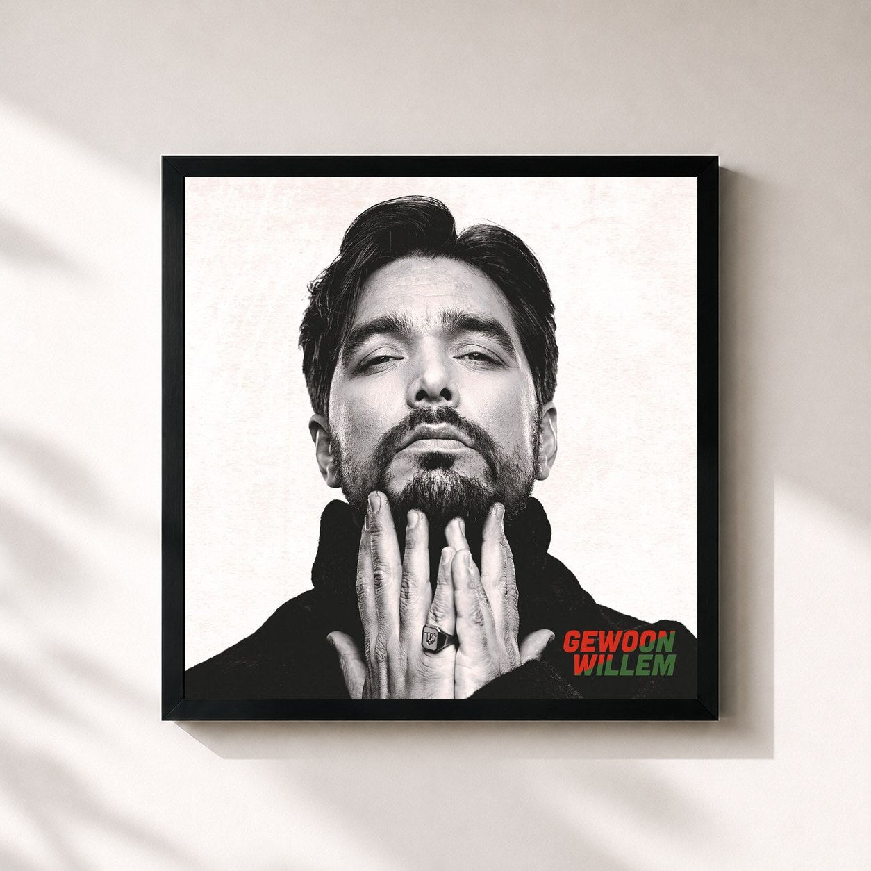 #noir Tableau carré de l'album Gewoon Willem de Waylon, cadre noir 32x32 cm