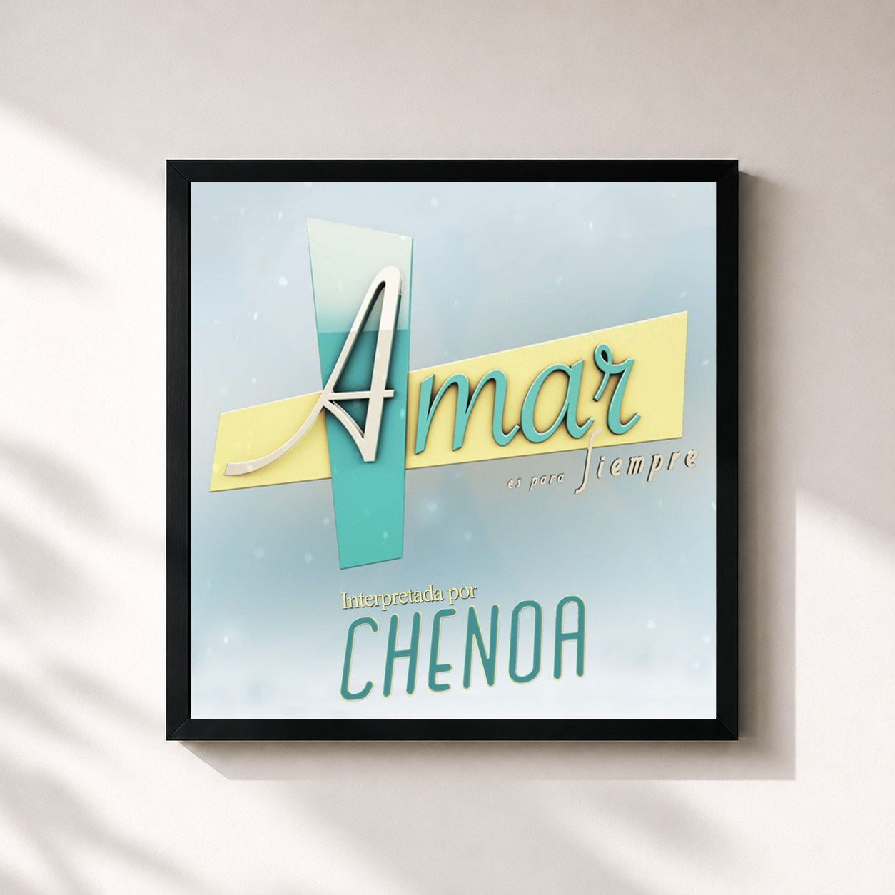 #noir Tableau carré de l'album Amar Es para Siempre de Chenoa, cadre noir 32x32 cm