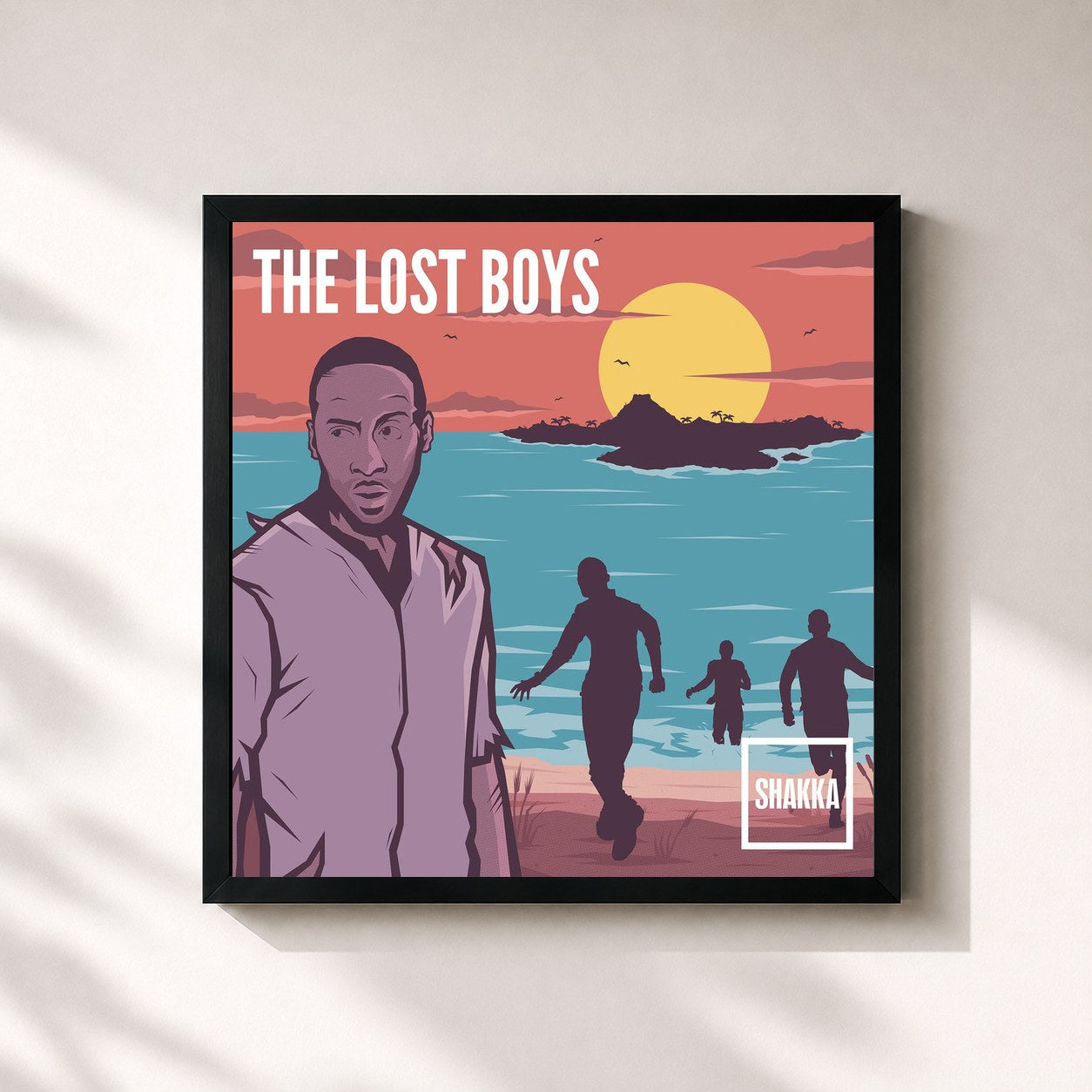 #noir Tableau carré de l'album The Lost Boys - EP de SHAKKA, cadre noir 32x32 cm