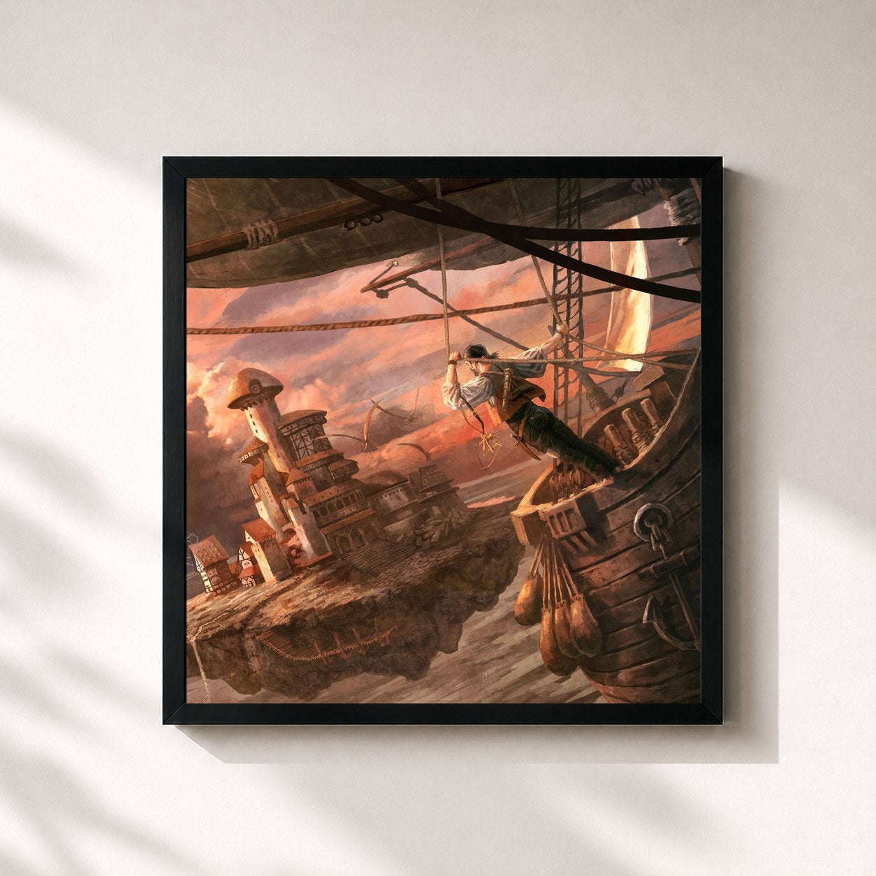 #noir Tableau carré de l'album Voyage de The Longest Johns, cadre noir 32x32 cm