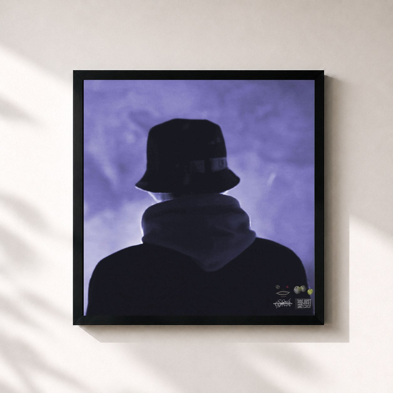 #noir Tableau carré de l'album NOVEL de Code Kunst, cadre noir 32x32 cm