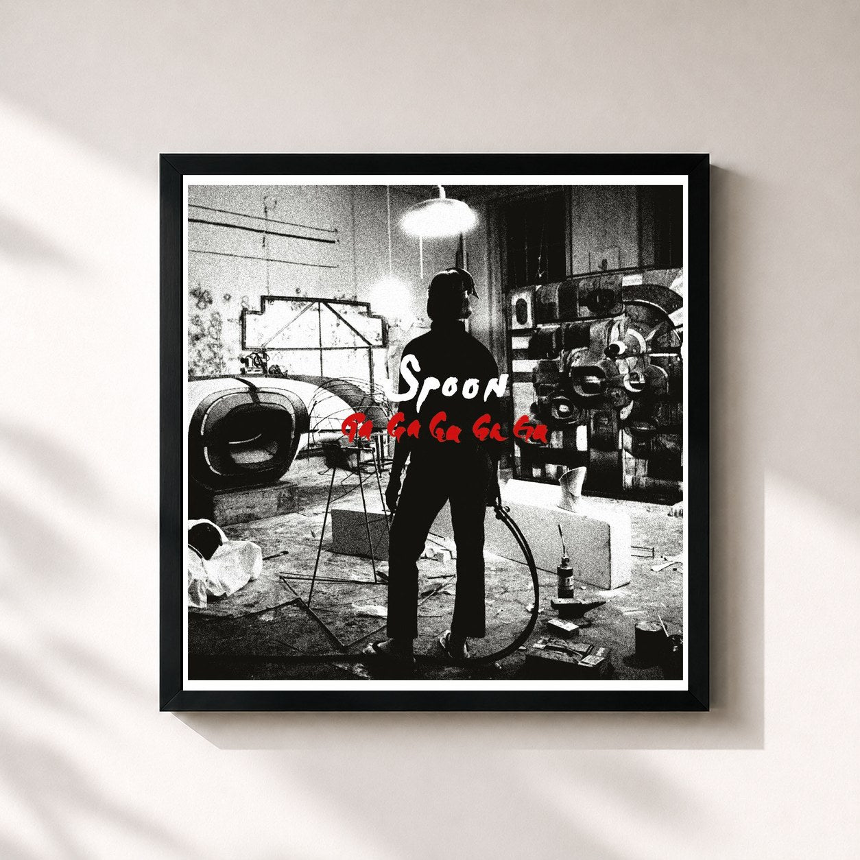 #noir Tableau carré de l'album Ga Ga Ga Ga Ga (2017 Remaster) de Spoon, cadre noir 32x32 cm