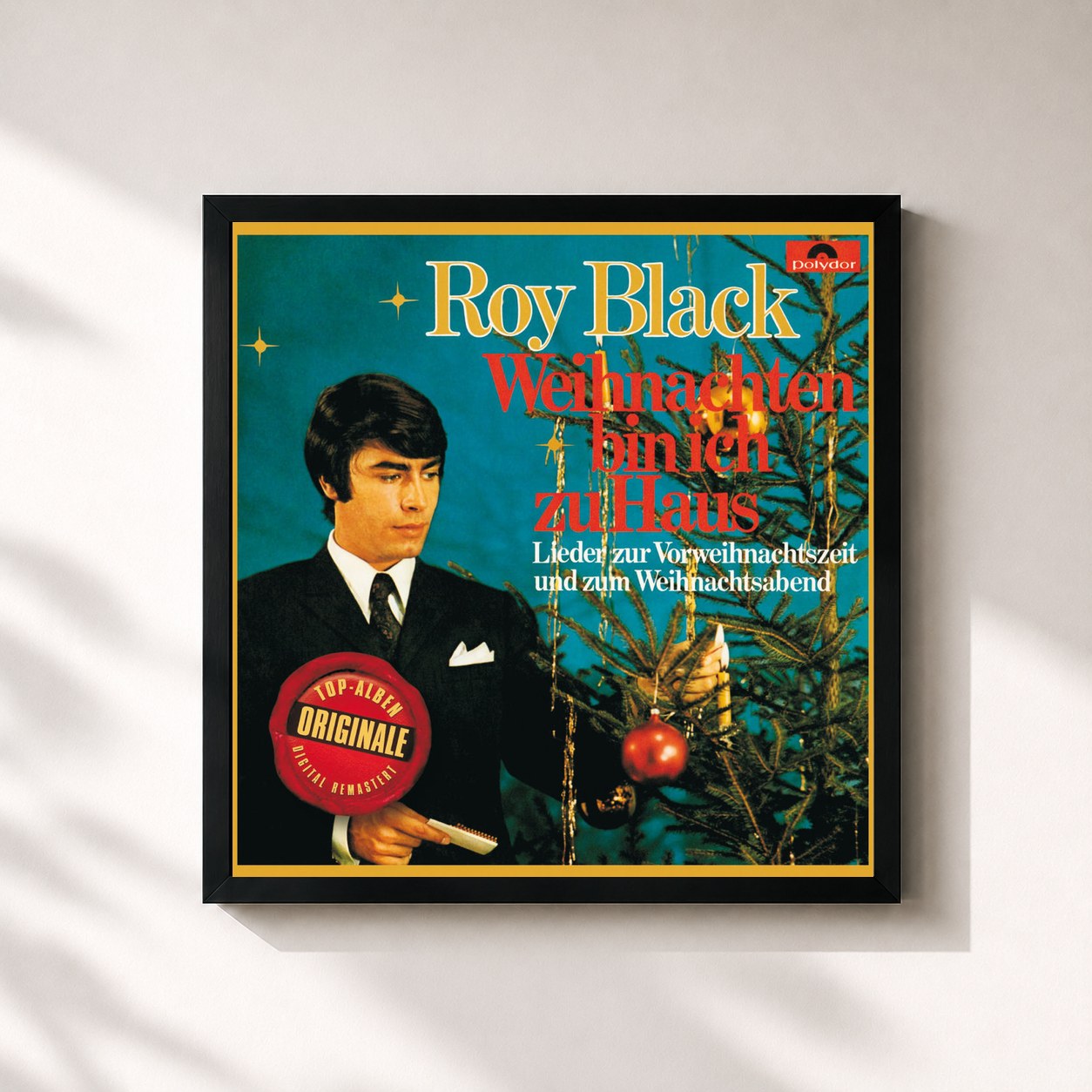 #noir Tableau carré de l'album Weihnachten bin ich zu Haus (Originale) de Roy Black, cadre noir 32x32 cm