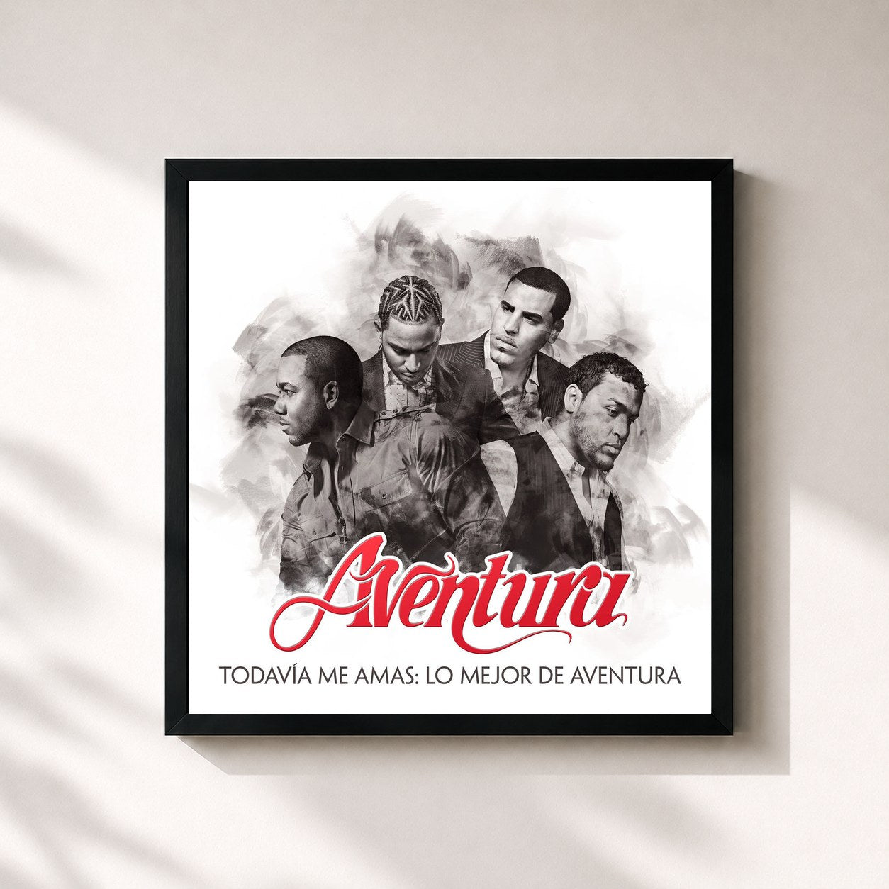 #noir Tableau carré de l'album Todavía Me Amas: Lo Mejor de Aventura de Aventura, cadre noir 32x32 cm