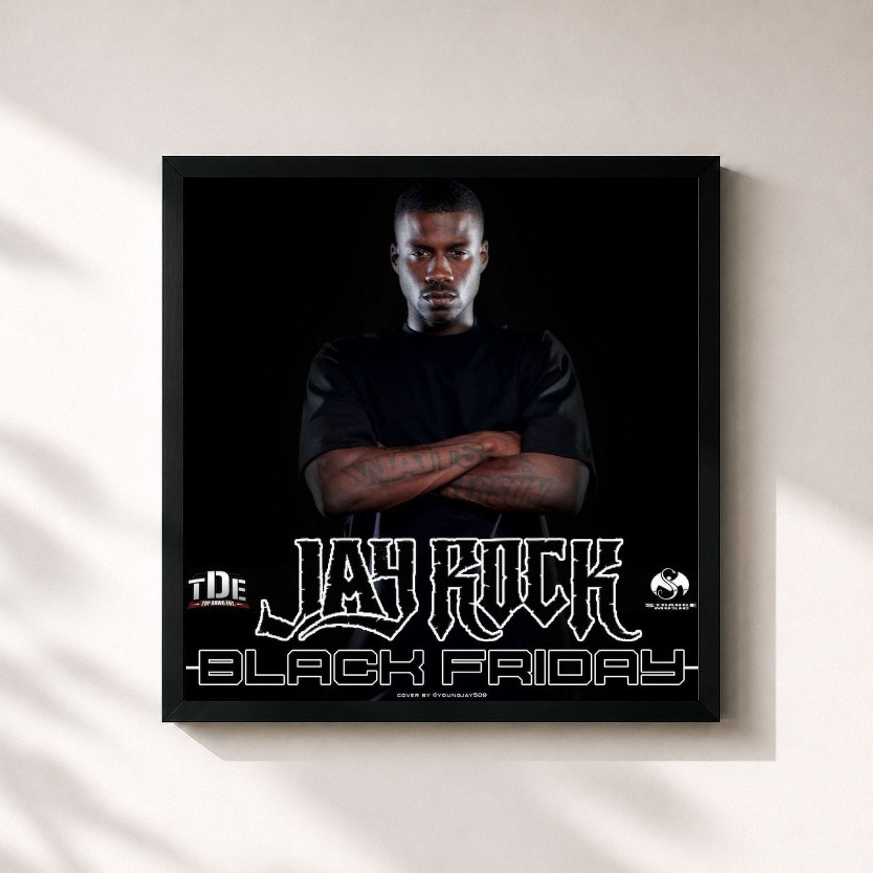 #noir Tableau carré de l'album Black Friday de Jay Rock, cadre noir 32x32 cm