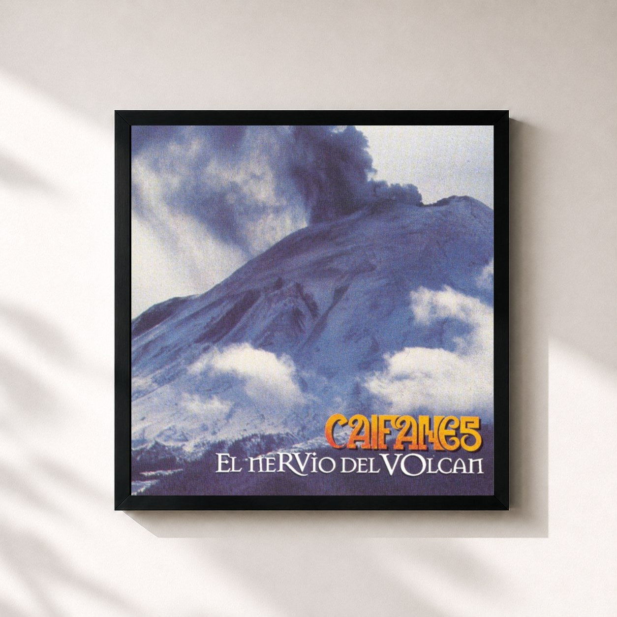 #noir Tableau carré de l'album El Nervio Del Volcan de Caifanes, cadre noir 32x32 cm