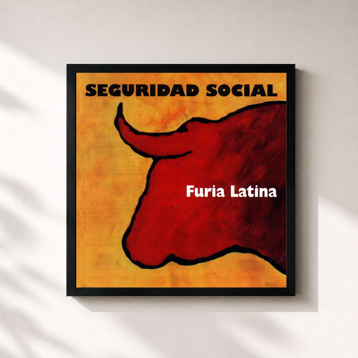 #noir Tableau carré de l'album Furia Latina de Seguridad Social, cadre noir 32x32 cm