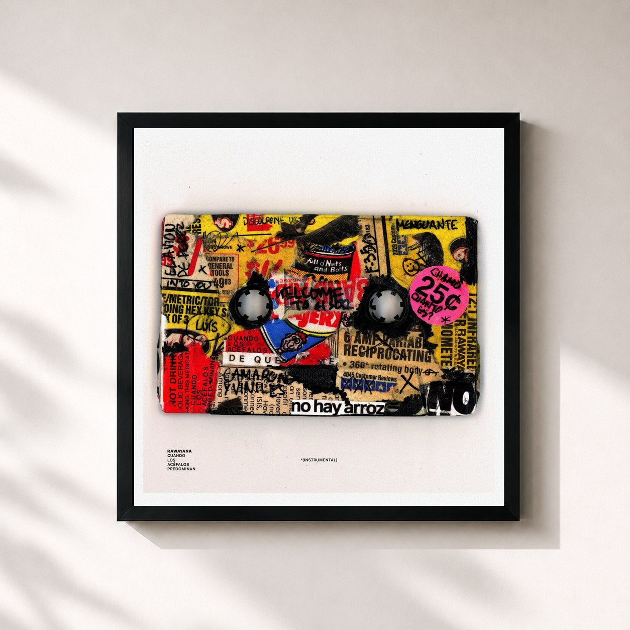 #noir Tableau carré de l'album Cuando Los Acéfalos Predominan (Instrumental) de Rawayana, cadre noir 32x32 cm