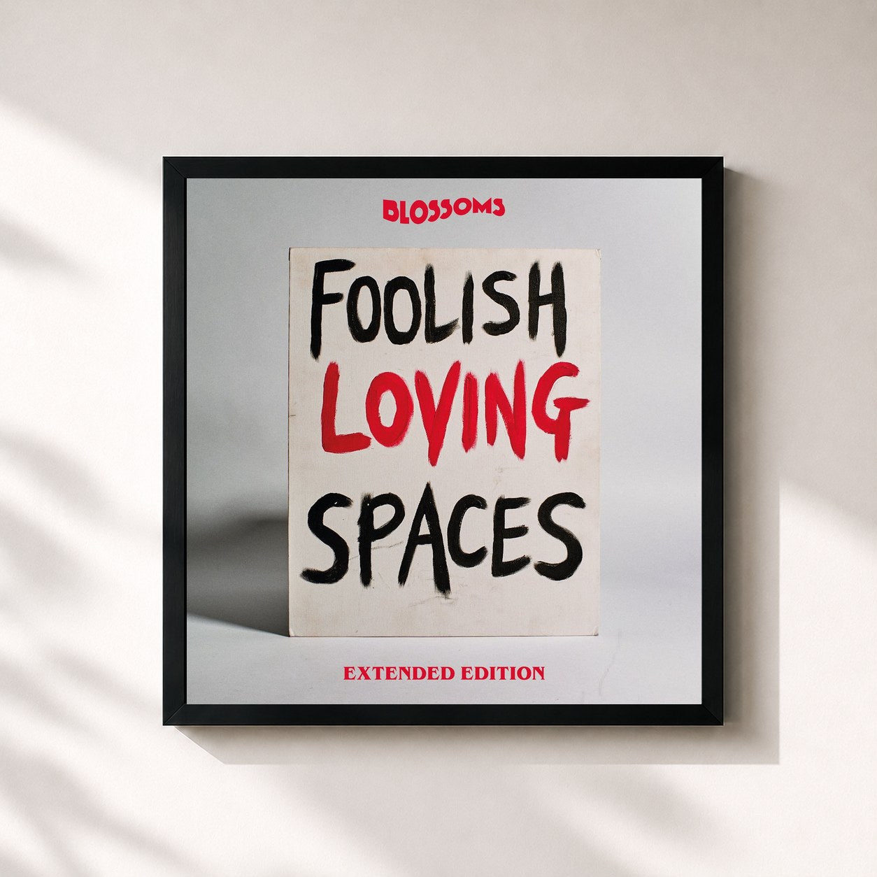 #noir Tableau carré de l'album Foolish Loving Spaces (Extended Edition) de Blossoms, cadre noir 32x32 cm