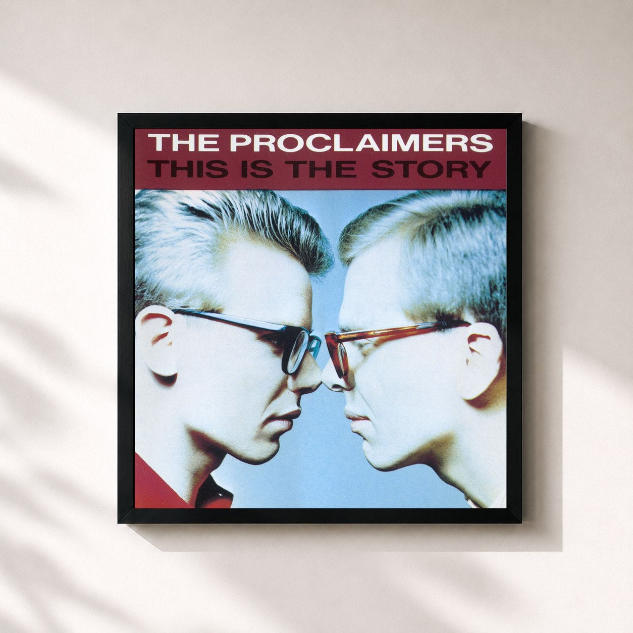 #noir Tableau carré de l'album This Is the Story de The Proclaimers, cadre noir 32x32 cm