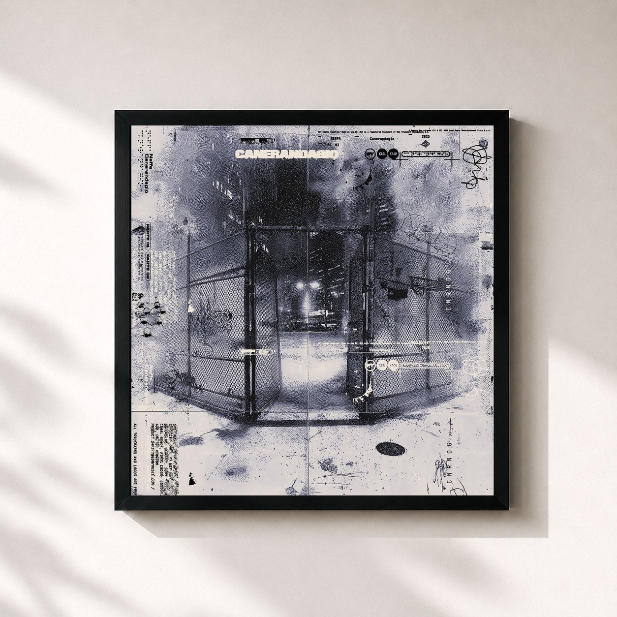 #noir Tableau carré de l'album Canerandagio de Neffa, cadre noir 32x32 cm