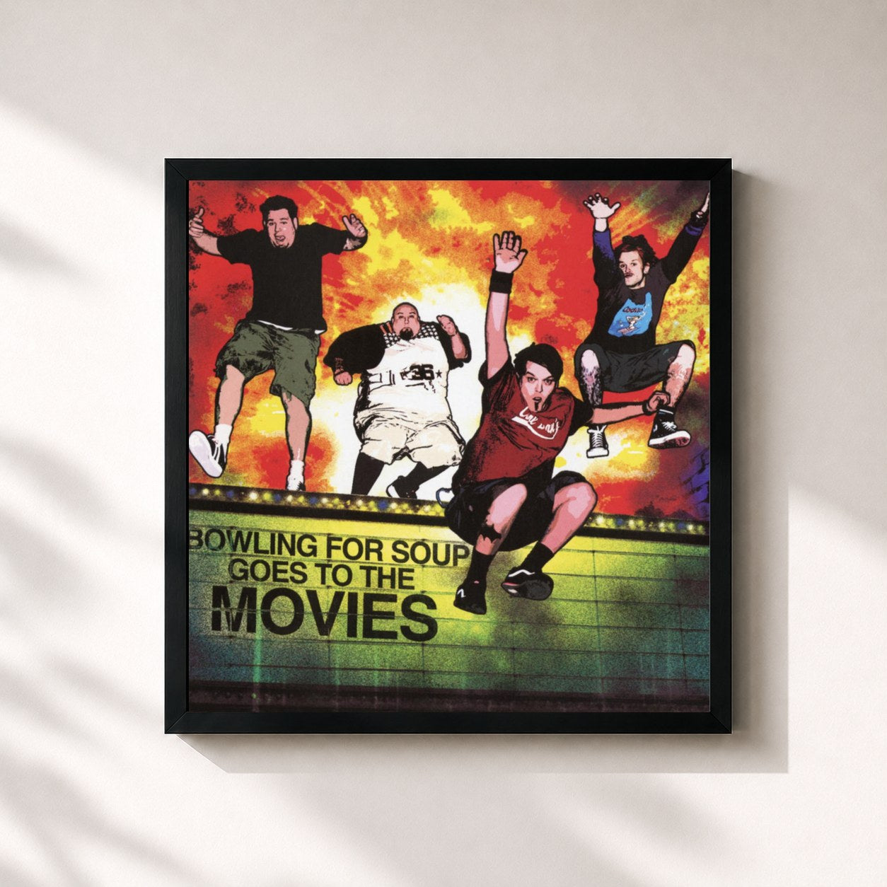 #noir Tableau carré de l'album Goes to the Movies (Expanded Edition) de Bowling for Soup, cadre noir 32x32 cm