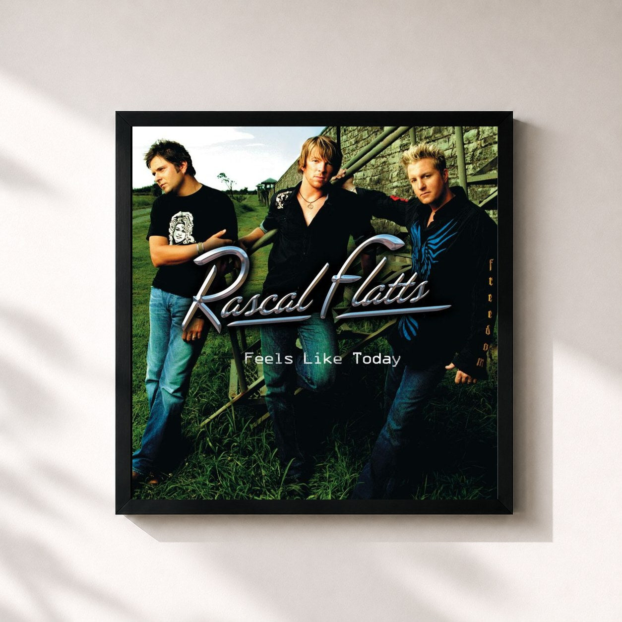 #noir Tableau carré de l'album Feels Like Today de Rascal Flatts, cadre noir 32x32 cm