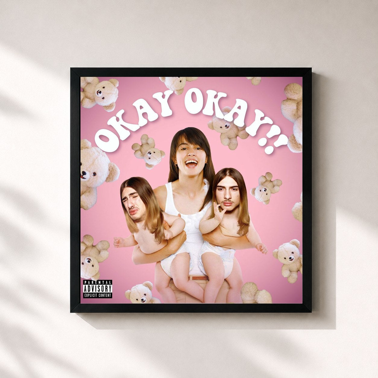 #noir Tableau carré de l'album OKAY OKAY !! de Rosa Chemical, cadre noir 32x32 cm