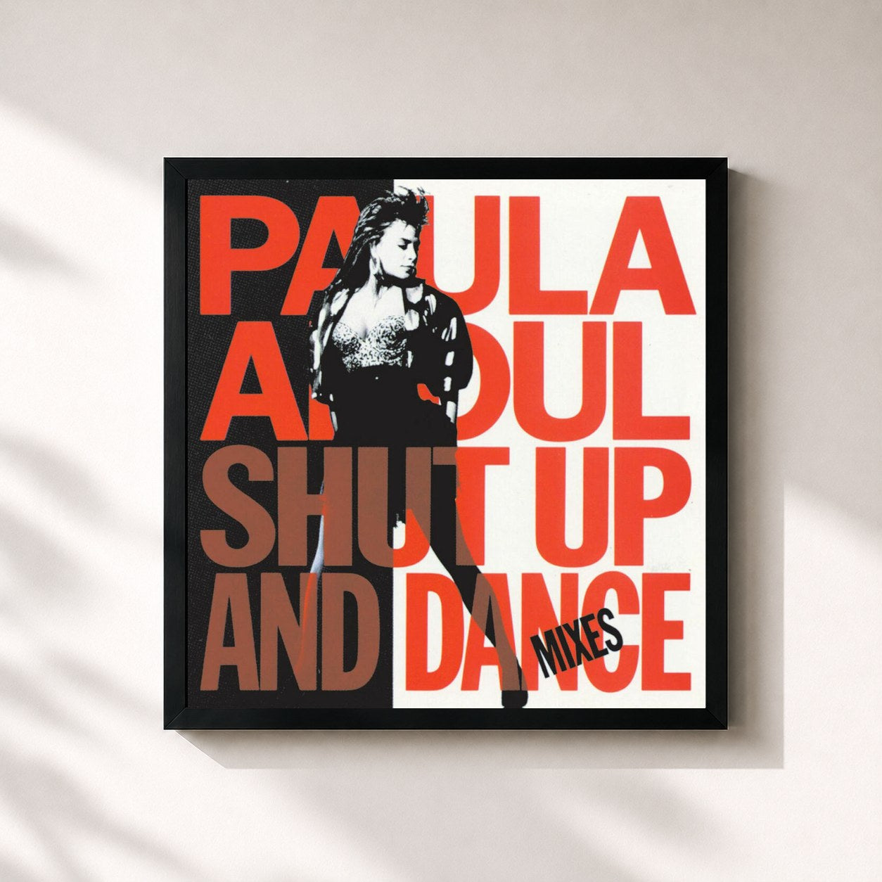 #noir Tableau carré de l'album Shut Up And Dance (The Dance Mixes) de Paula Abdul, cadre noir 32x32 cm