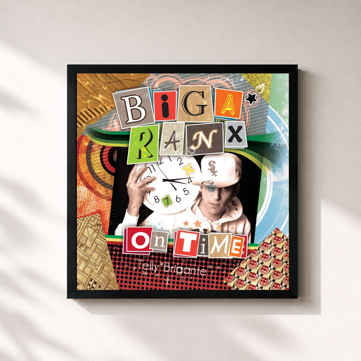 #noir Tableau carré de l'album On time de Biga*Ranx, cadre noir 32x32 cm