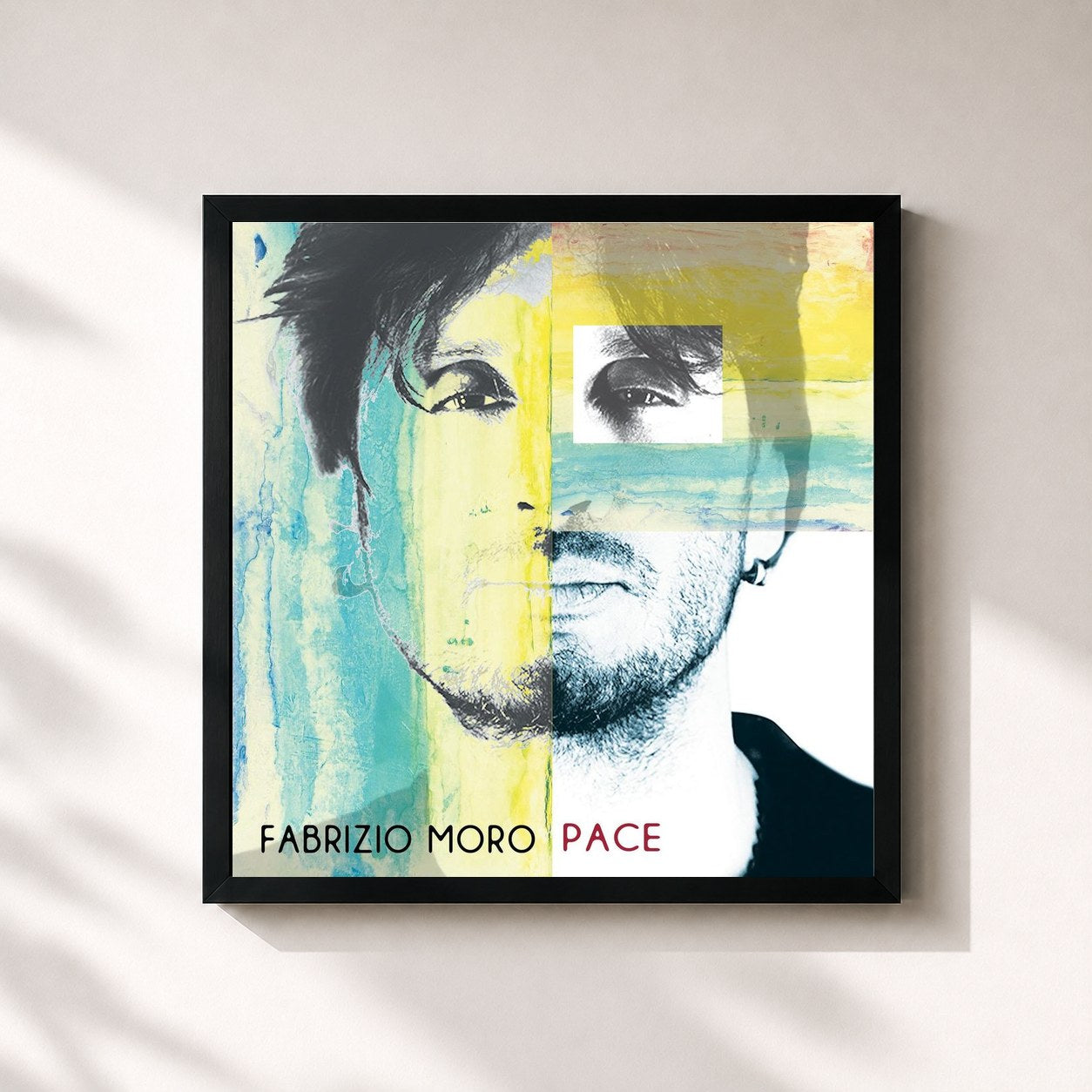 #noir Tableau carré de l'album Pace de Fabrizio Moro, cadre noir 32x32 cm