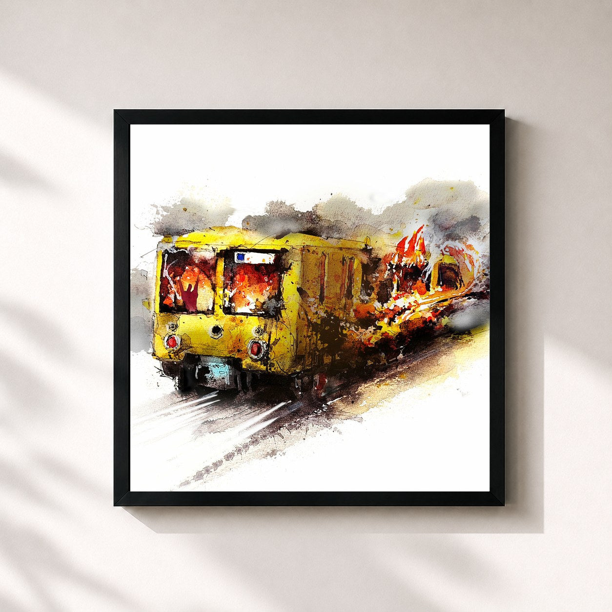 #noir Tableau carré de l'album Und der Anschlag auf die U8 de K.I.Z, cadre noir 32x32 cm