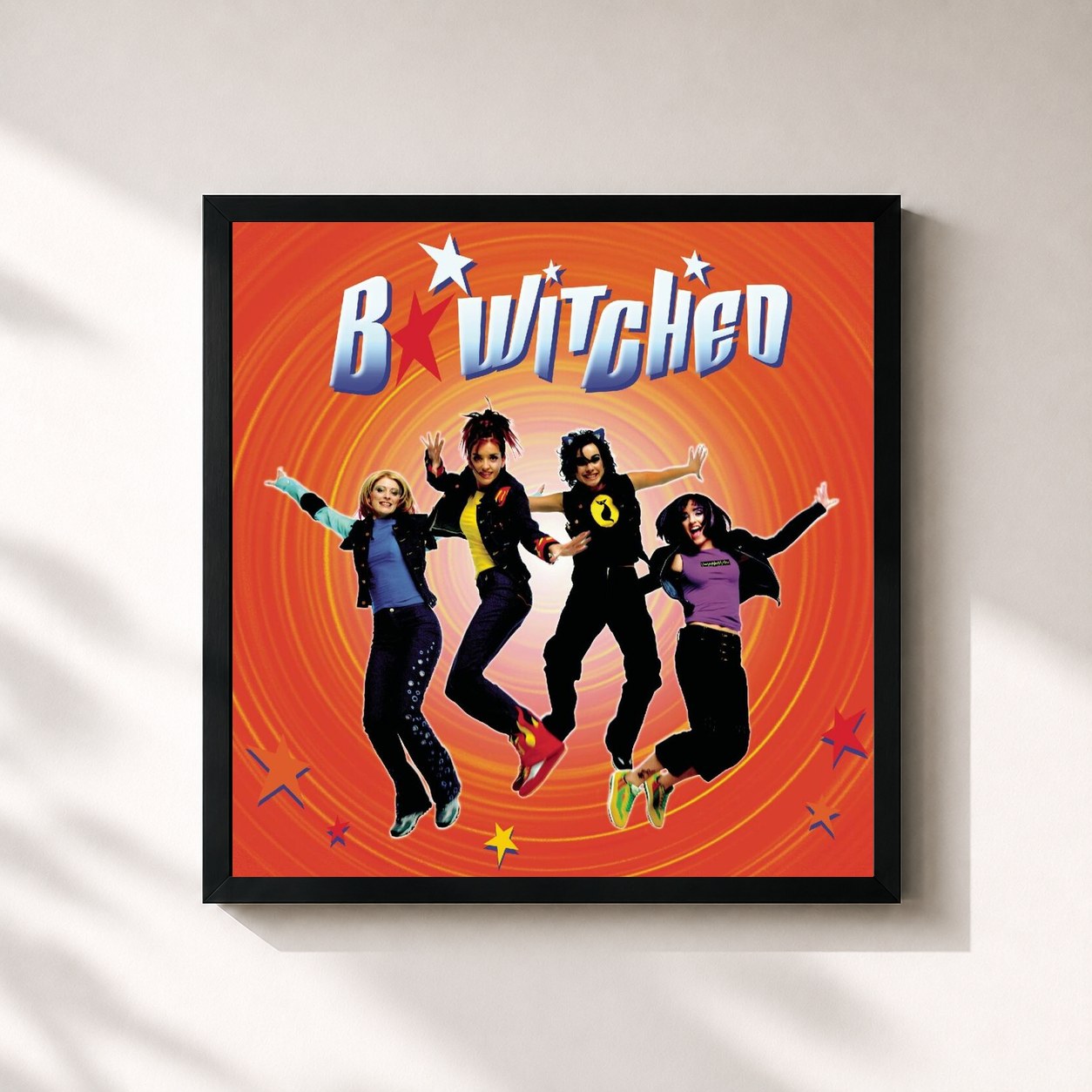 #noir Tableau carré de l'album B*Witched de B*Witched, cadre noir 32x32 cm