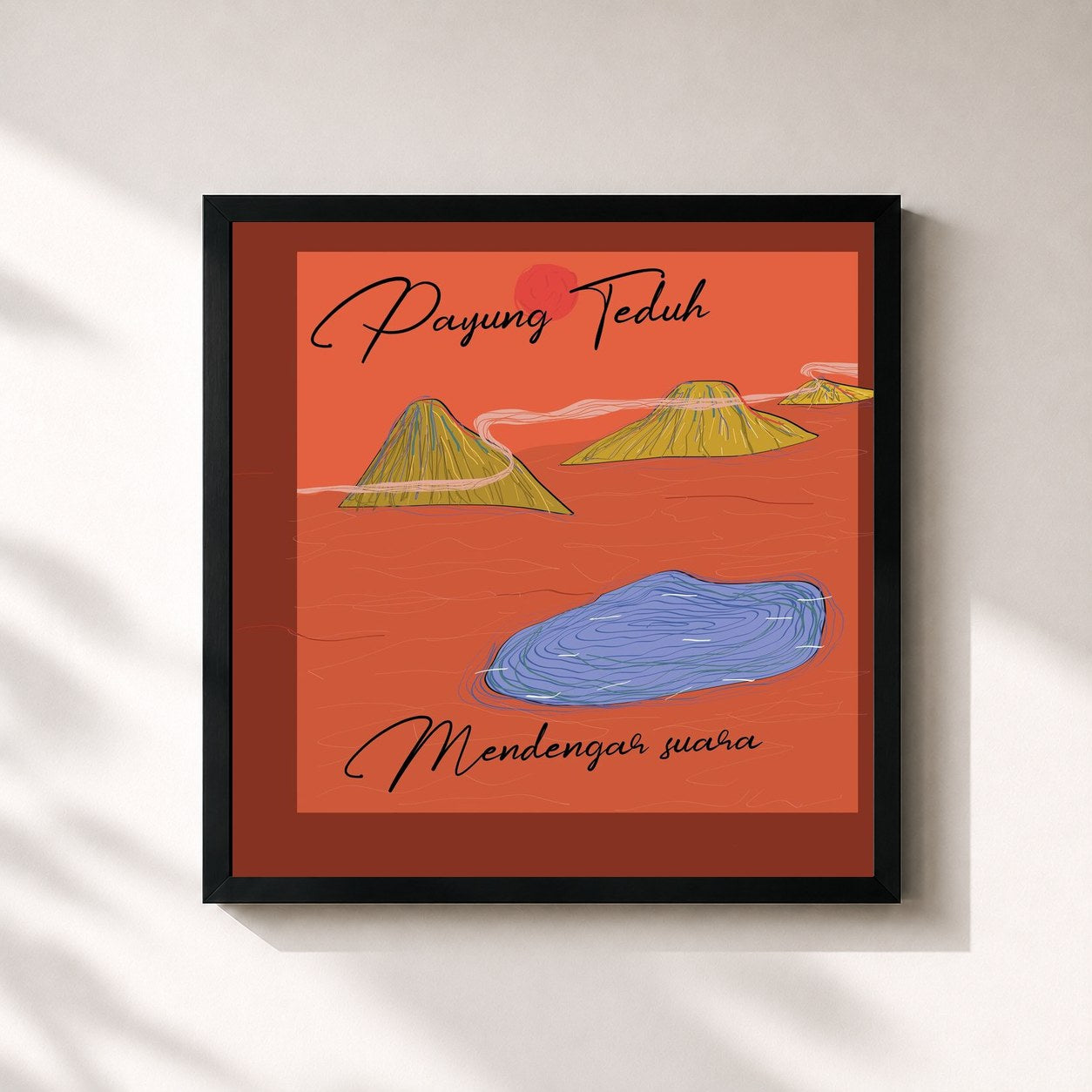#noir Tableau carré de l'album Mendengar Suara de Payung Teduh, cadre noir 32x32 cm
