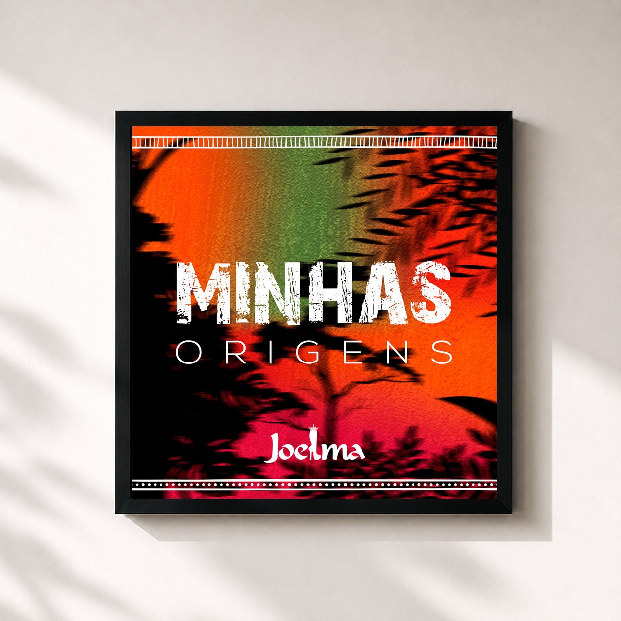 #noir Tableau carré de l'album Minhas Origens de Joelma, cadre noir 32x32 cm