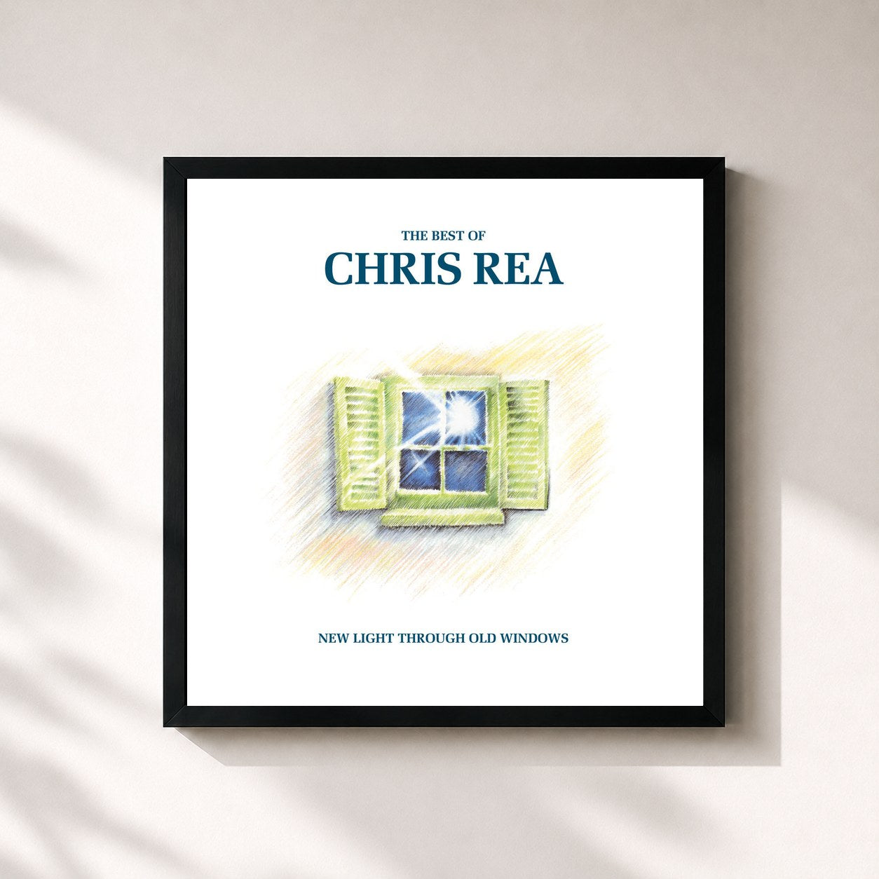#noir Tableau carré de l'album New Light Through Old Windows de Chris Rea, cadre noir 32x32 cm