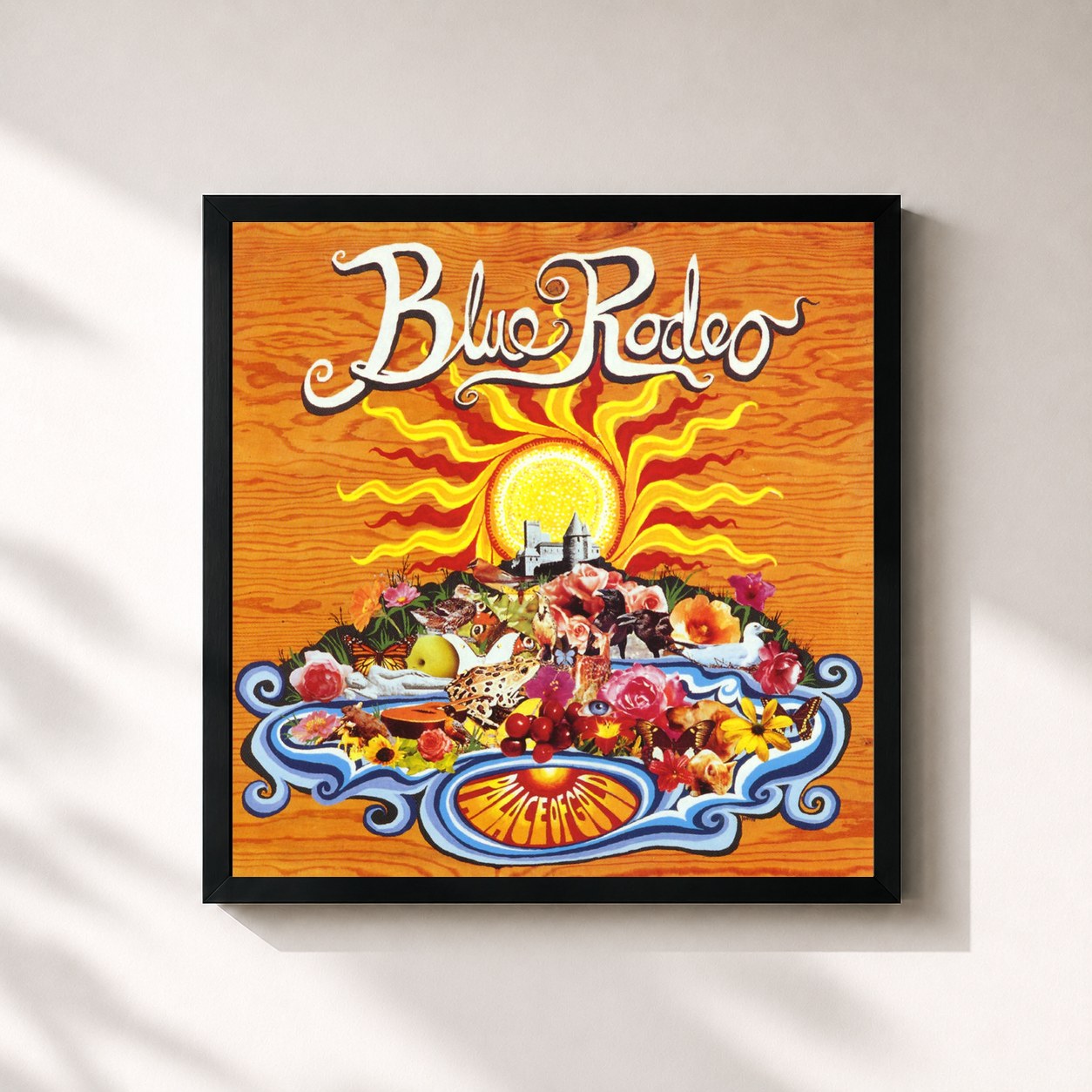#noir Tableau carré de l'album Palace of Gold de Blue Rodeo, cadre noir 32x32 cm