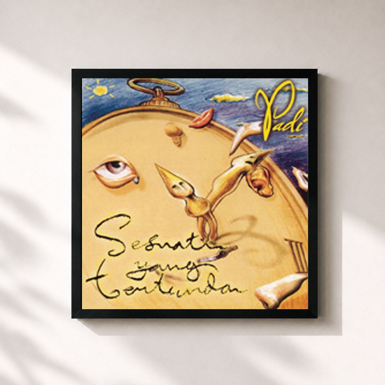 #noir Tableau carré de l'album Sesuatu Yang Tertunda de Padi, cadre noir 32x32 cm