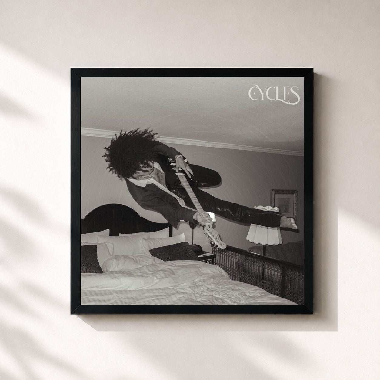#noir Tableau carré de l'album CYCLES de Iann Dior, cadre noir 32x32 cm