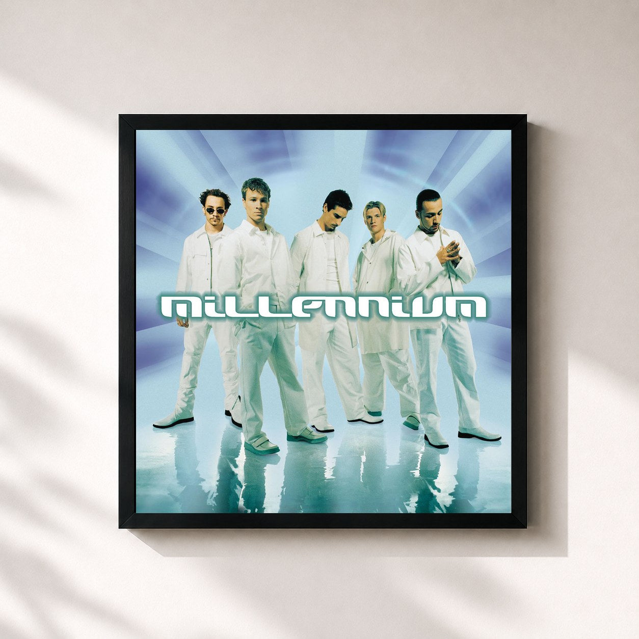 #noir Tableau carré de l'album Millennium de Backstreet Boys, cadre noir 32x32 cm