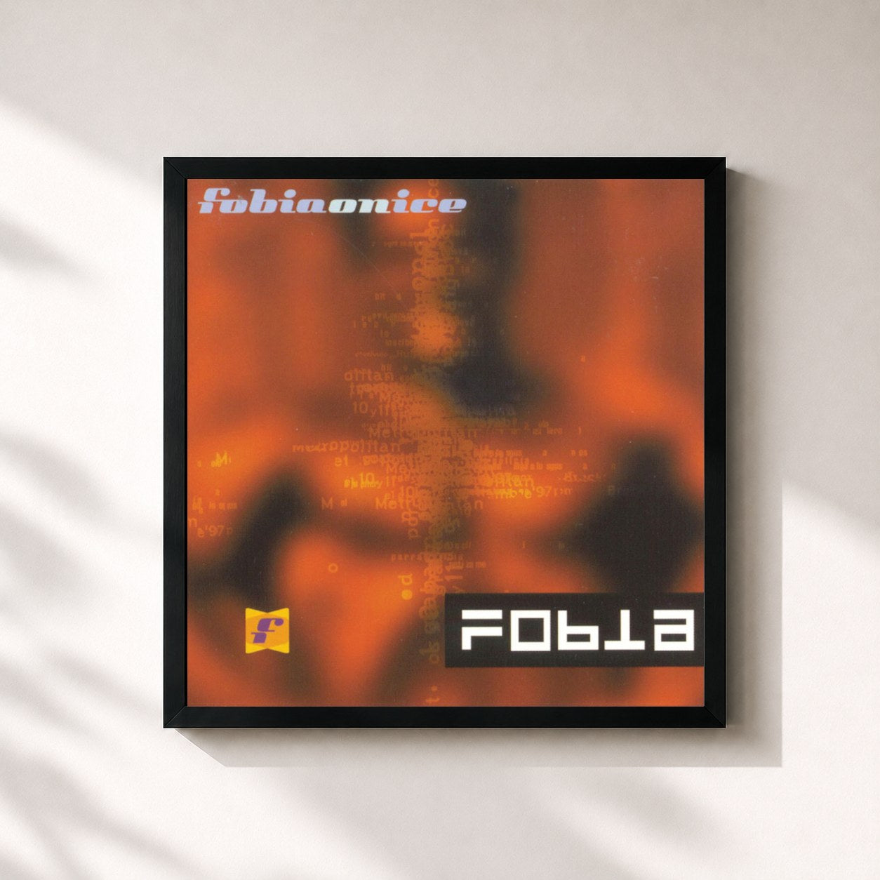 #noir Tableau carré de l'album Fobia O.N. Ice de Fobia, cadre noir 32x32 cm