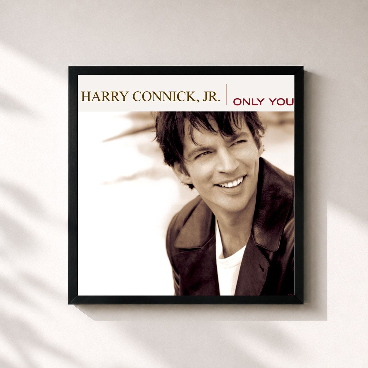 #noir Tableau carré de l'album Only You de Harry Connick Jr., cadre noir 32x32 cm