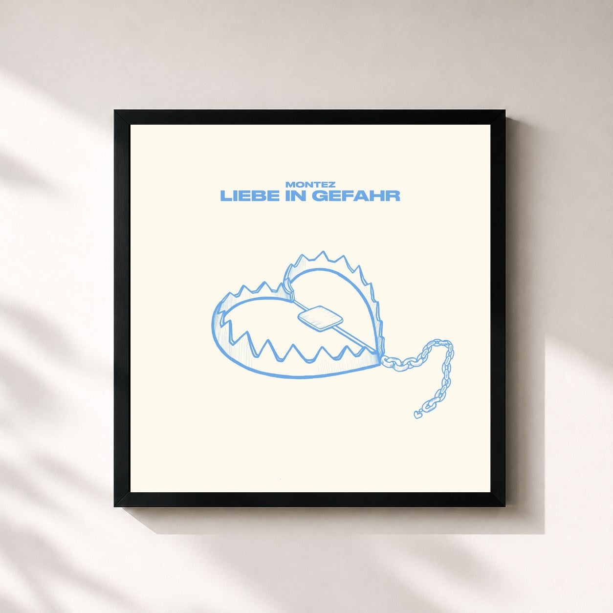 #noir Tableau carré de l'album LIEBE IN GEFAHR de Montez, cadre noir 32x32 cm