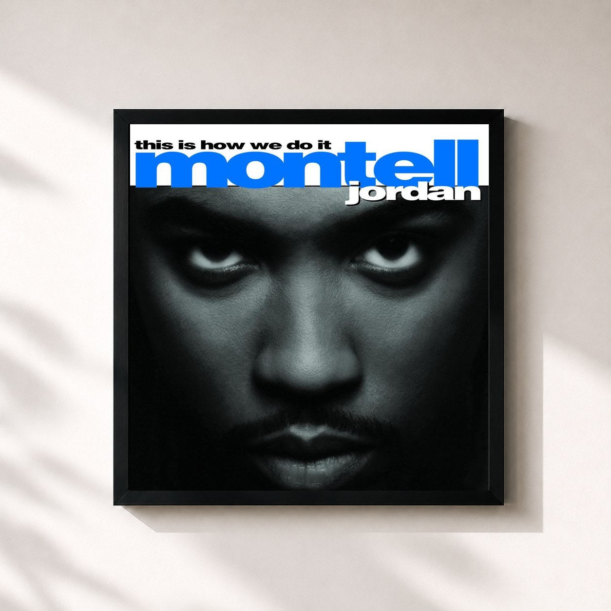 #noir Tableau carré de l'album This Is How We Do It de Montell Jordan, cadre noir 32x32 cm