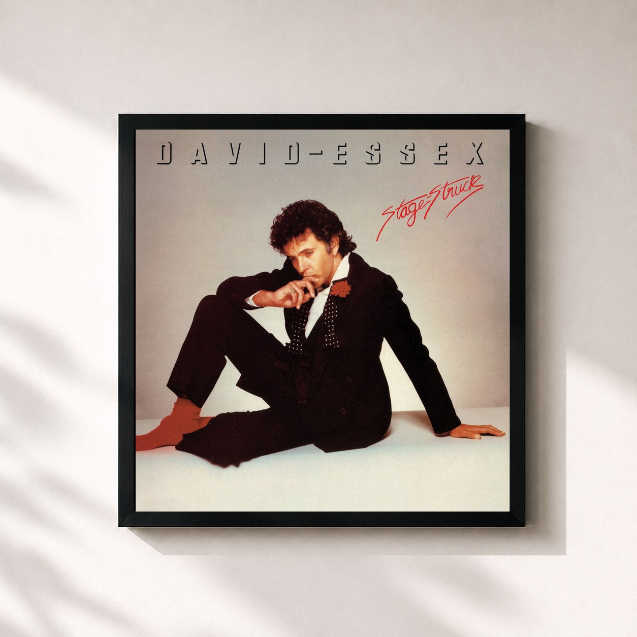 #noir Tableau carré de l'album Stage-Struck de David Essex, cadre noir 32x32 cm