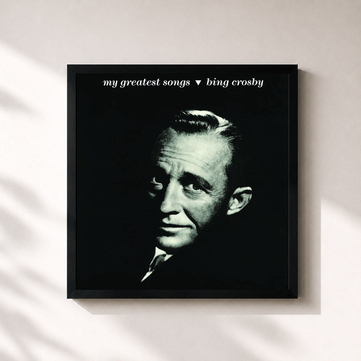 #noir Tableau carré de l'album My Greatest Songs de Bing Crosby, cadre noir 32x32 cm