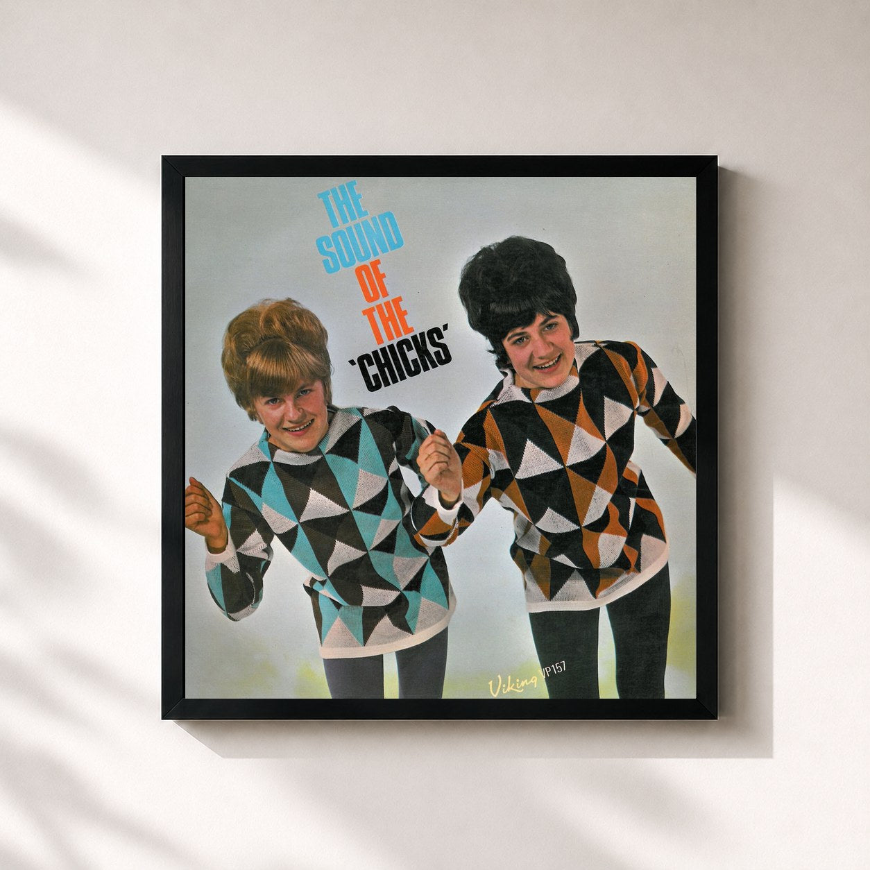 #noir Tableau carré de l'album The Sound of the Chicks de The Chicks, cadre noir 32x32 cm