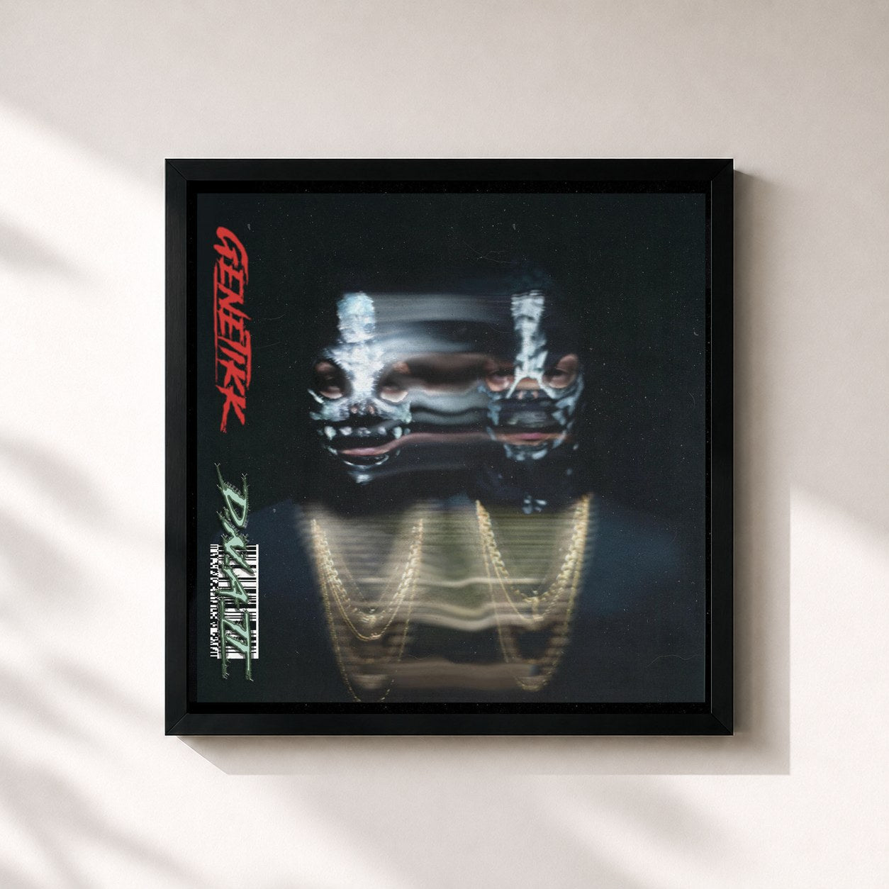 #noir Tableau carré de l'album D.N.A.2 de Genetikk, cadre noir 32x32 cm