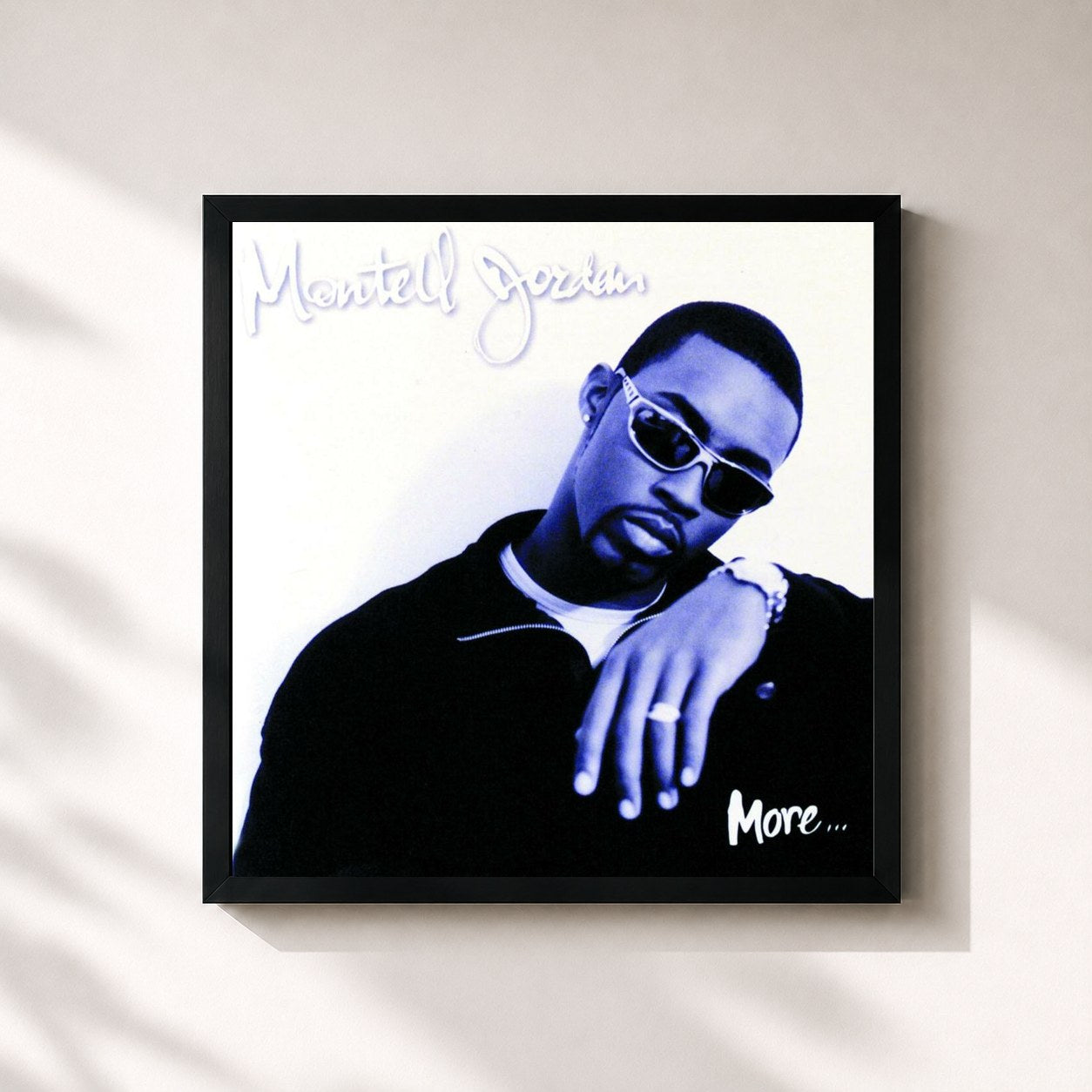 #noir Tableau carré de l'album More ... de Montell Jordan, cadre noir 32x32 cm