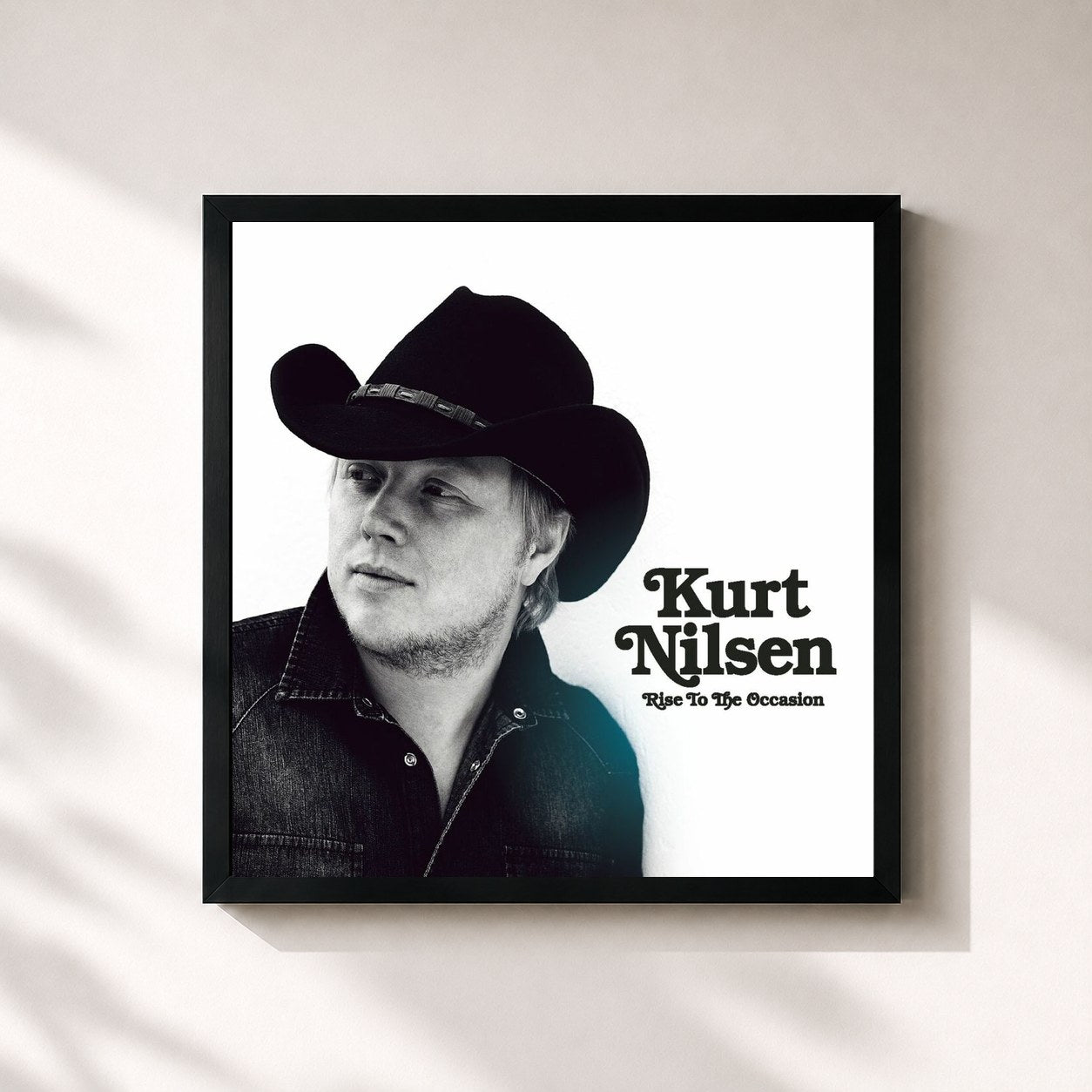 #noir Tableau carré de l'album Rise To The Occasion de Kurt Nilsen, cadre noir 32x32 cm