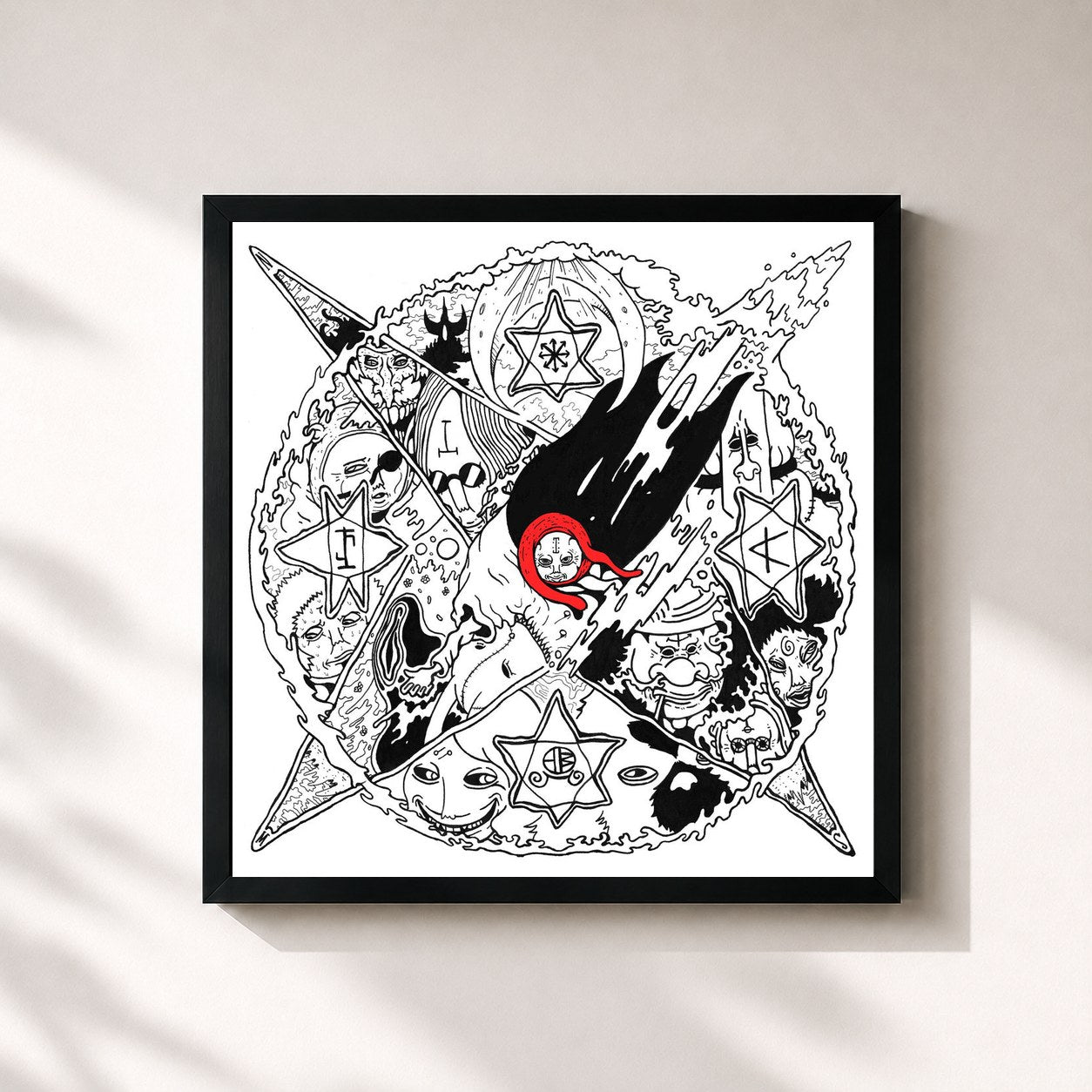 #noir Tableau carré de l'album Los Sueños De Nube de Rojuu, cadre noir 32x32 cm